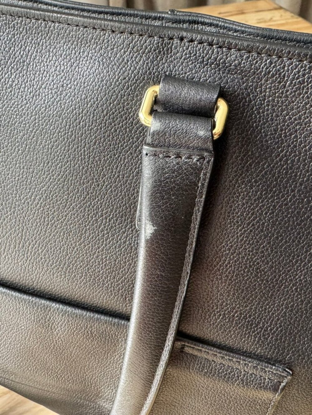 Tumi Voyageur "Monika" Leather Tote Laptop Bag BLACK GOLD HARDWARE LIKE NEW - Picture 17 of 17
